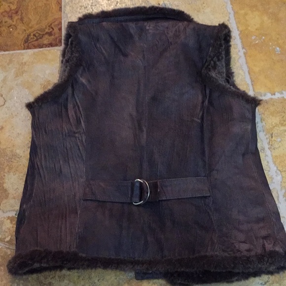 In Suede Leather vest Supersoft faux fur trim snaps/zippers - Picture 2 of 8